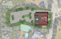 Aerial view - the outline in the red is the existing building